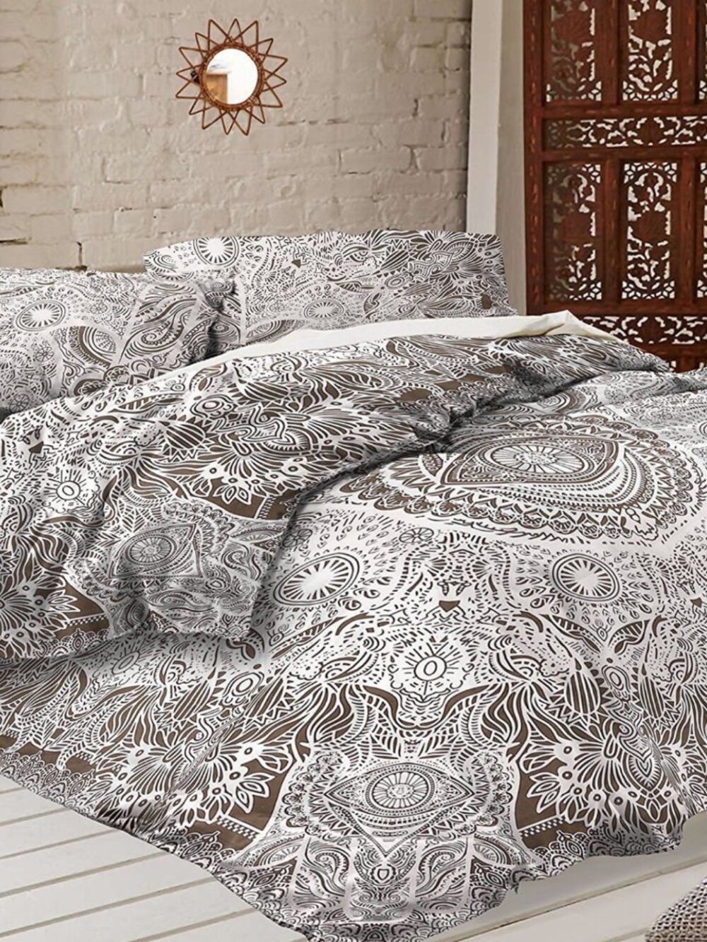Full/Queen HAMSA Evil Eye Duvet Pillow Cover SET Tapestry Bedding Bohemian Style